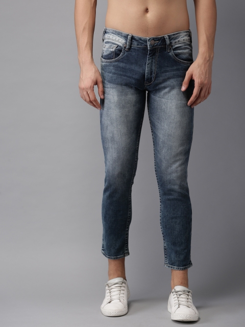 

HERE&NOW Men Blue Slim Fit Mid-Rise Cropped Clean Look Stretchable Jeans