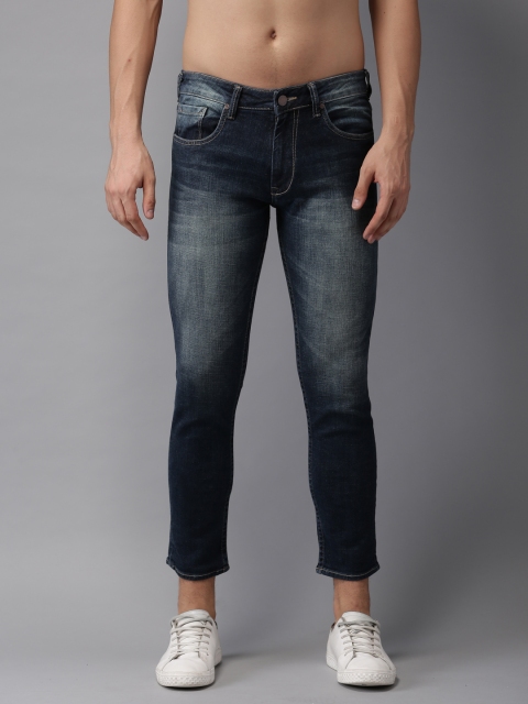 

HERE&NOW Men Blue Slim Fit Mid-Rise Cropped Clean Look Stretchable Jeans