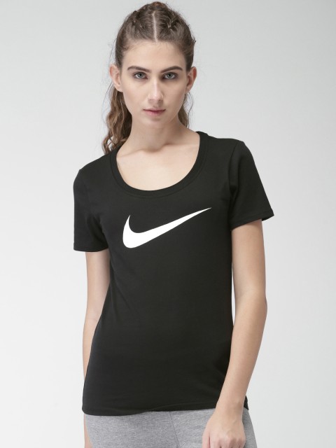 

Nike Women Black Solid AS W NK DRY T-shirt