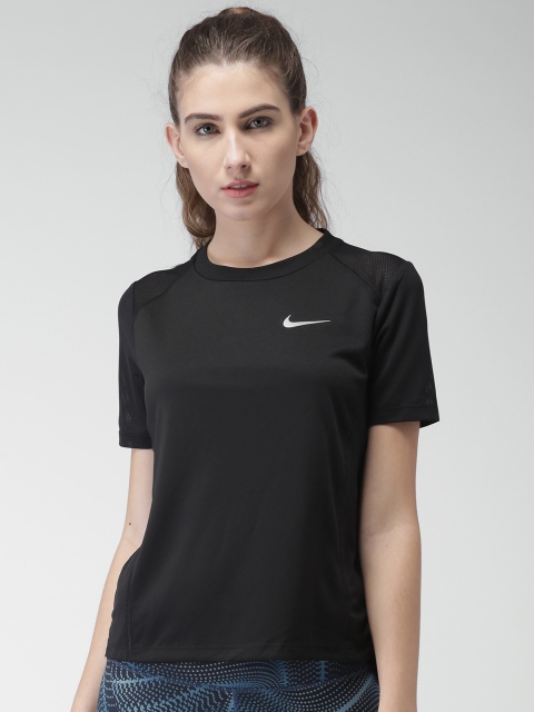 

Nike Women Black Solid Round Neck T-shirt