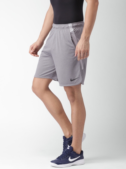 

Nike Men Grey Self Design Standard Fit DRY 4.0 Dri-FIT Training Shorts