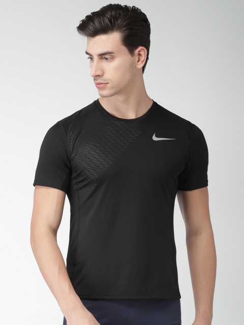 

Nike Men Black Solid Round Neck AS M NK DRY MILER TOP SS GX T-shirt
