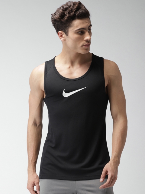 

Nike Men Black Solid Round Neck M NK DRY TOP SL CROSSOVER BB T-shirt