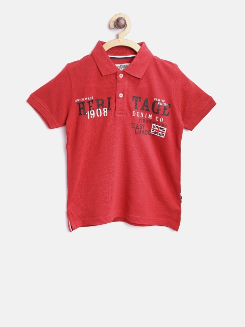 

Lee Cooper Boys Red Printed Polo Collar T-shirt