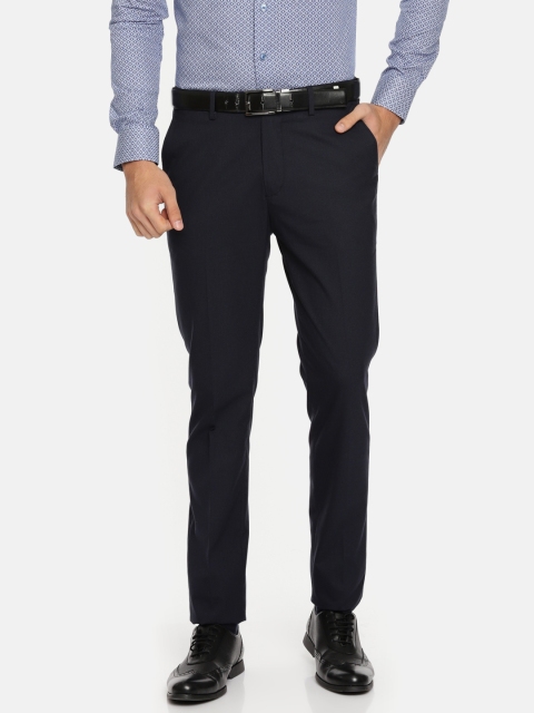 

U.S. Polo Assn. Men Navy Blue Super Slim Fit Solid Formal Trousers