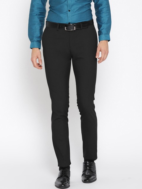

U.S. Polo Assn. Men Black Slim Fit Solid Formal Trousers