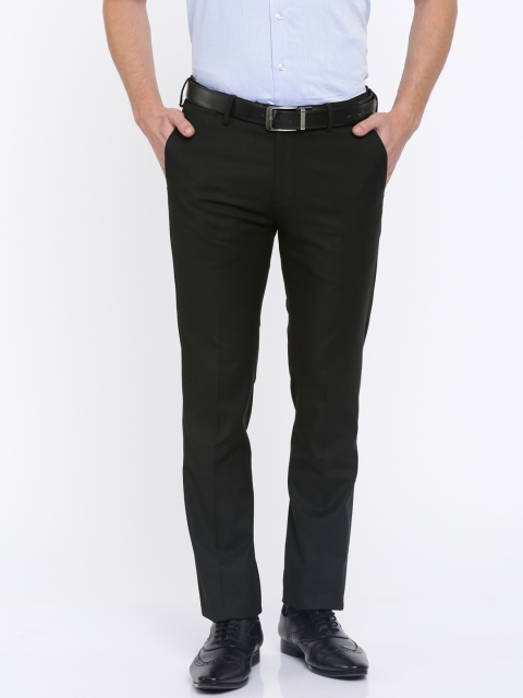 

U.S. Polo Assn. Men Black Slim Fit Self-Design Formal Trousers
