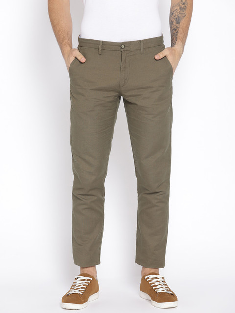 

U.S. Polo Assn. Men Olive Brown Slim Fit Solid Chinos