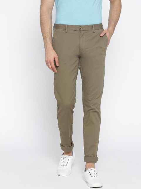 

U.S. Polo Assn. Men Olive Green Regular Fit Self Design Regular Trousers