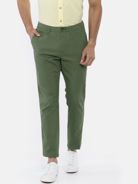 

U.S. Polo Assn. Men Olive Green Slim Fit Solid Regular Trousers