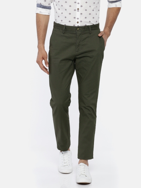 

U.S. Polo Assn. Men Green Slim Fit Printed Chinos