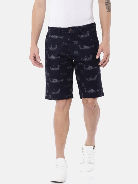 

U.S. Polo Assn. Denim Co. Men Navy Blue Printed Regular Fit Chino Shorts