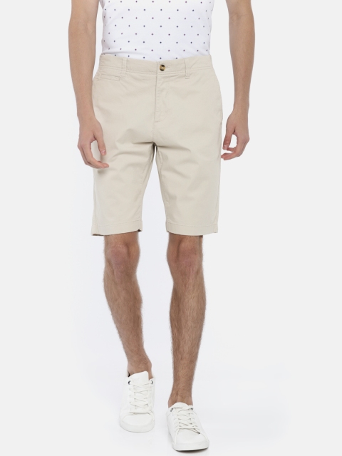

U.S. Polo Assn. Men Off-White Solid Slim Fit Chino Shorts
