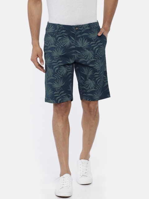 

U.S. Polo Assn. Men Navy & Green Printed Slim Fit Chino Shorts, Navy blue