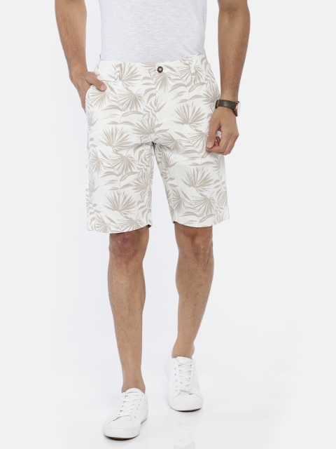

U.S. Polo Assn. Men White & Beige Printed Slim Fit Chino Shorts