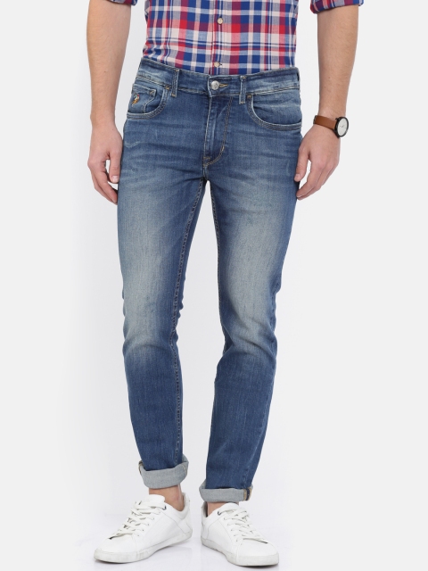 

U.S. Polo Assn. Denim Co. Men Blue Skinny Fit Mid-Rise Low Distress Stretchable Jeans