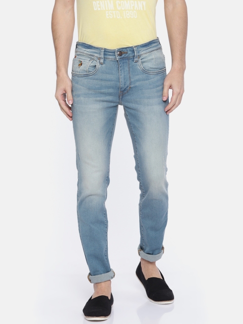 

U.S. Polo Assn. Denim Co. Men Blue Skinny Fit Mid-Rise Low Distress Stretchable Jeans