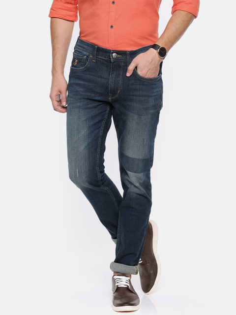 

U.S. Polo Assn. Denim Co. Men Blue Tapered Fit Mid-Rise Low Distressed Stretchable Jeans