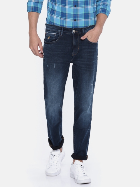 

U.S. Polo Assn. Denim Co. Men Blue Slim Fit Mid-Rise Low Distress Stretchable Jeans