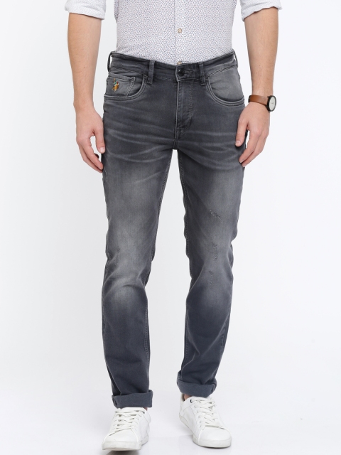 

U.S. Polo Assn. Denim Co. Men Grey Slim Fit Mid-Rise Low Distress Stretchable Jeans