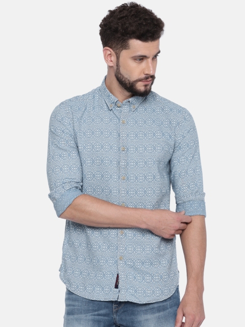 

U.S. Polo Assn. Denim Co. Men Blue Regular Fit Printed Casual Shirt