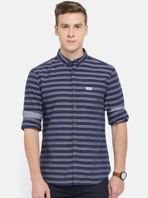 

U.S. Polo Assn. Denim Co. Men Navy Blue Striped Casual Shirt