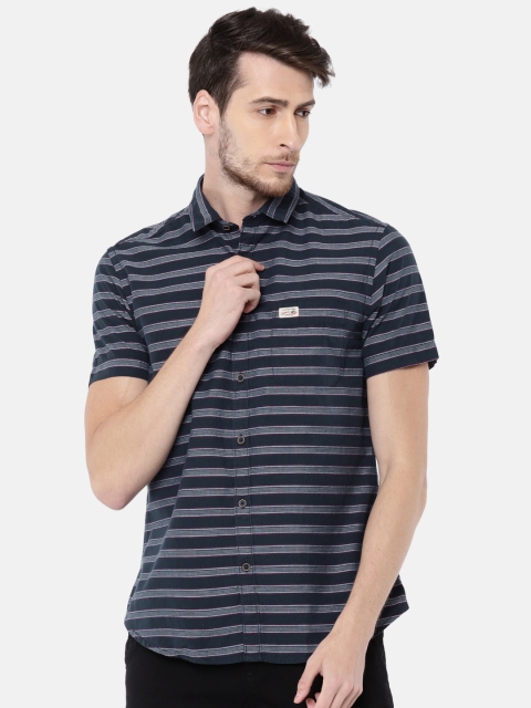 

U.S. Polo Assn. Denim Co. Men Navy Regular Fit Striped Casual Shirt, Navy blue