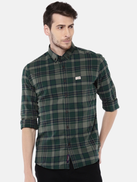 

U.S. Polo Assn. Denim Co. Men Green Regular Fit Checked Casual Shirt