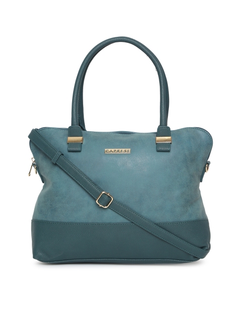 

Caprese Teal Colourblocked Handheld bag