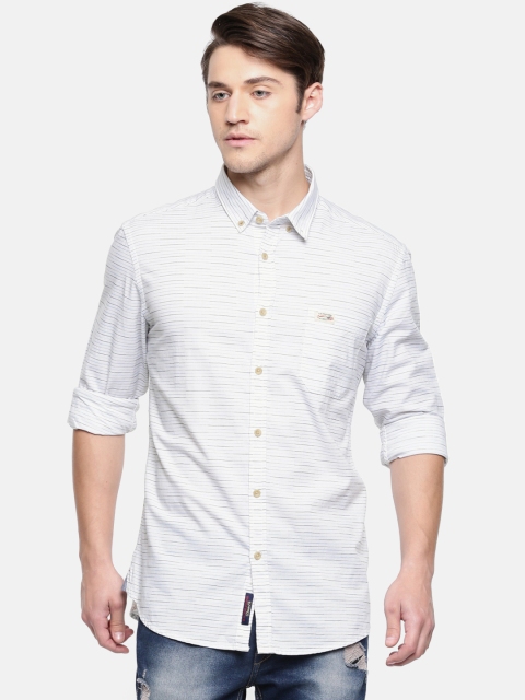

U.S. Polo Assn. Denim Co. Men White Regular Fit Striped Casual Shirt