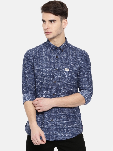 

U.S. Polo Assn. Denim Co. Men Blue Regular Fit Abstract Printed Casual Shirt