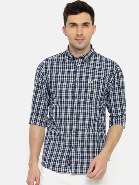 

U.S. Polo Assn. Denim Co., Men Blue Regular Fit Checked Casual Shirt