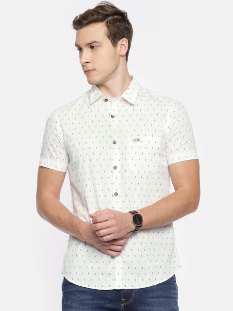 

U.S. Polo Assn. Denim Co. Men Off-White Printed Casual Shirt