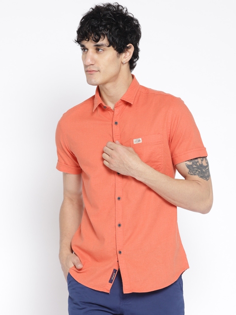 

U.S. Polo Assn. Denim Co. Men Orange Regular Fit Solid Casual Shirt