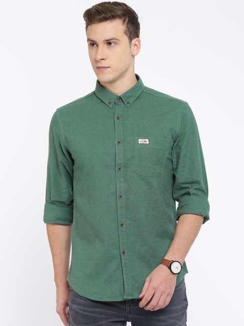 

U.S. Polo Assn. Denim Co. Men Green Slim Fit Solid Casual Shirt