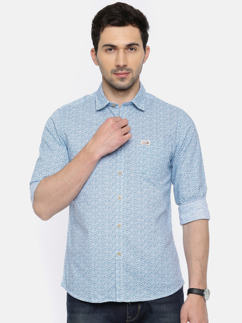 

U.S. Polo Assn. Denim Co. Men Blue & White Regular Fit Printed Casual Shirt