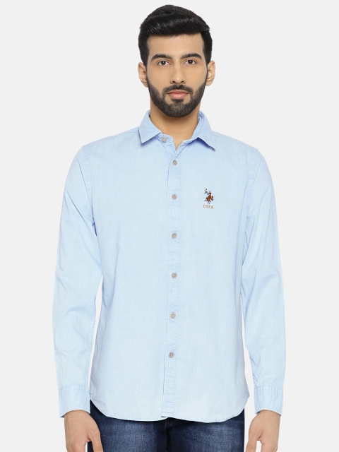 

U.S. Polo Assn. Denim Co. Men Blue Regular Fit Solid Casual Shirt