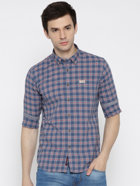 

U.S. Polo Assn. Denim Co. Men Blue & White Regular Fit Checked Casual Shirt