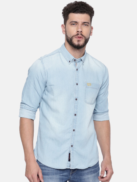 

U.S. Polo Assn. Denim Co. Men Blue Regular Fit Faded Denim Casual Shirt
