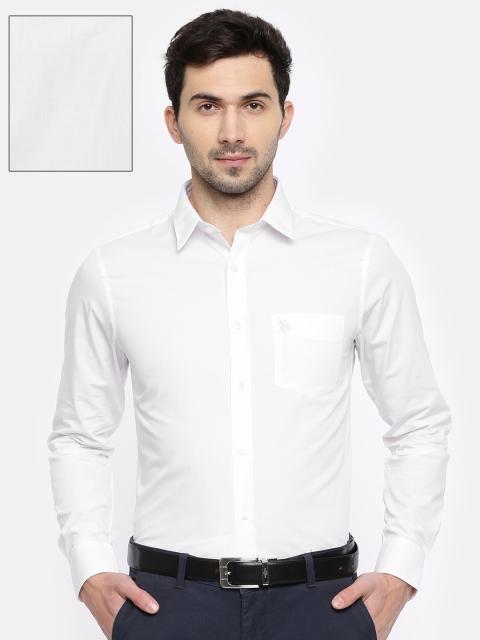 

U.S. Polo Assn. Men White Tailored Fit Solid Formal Shirt