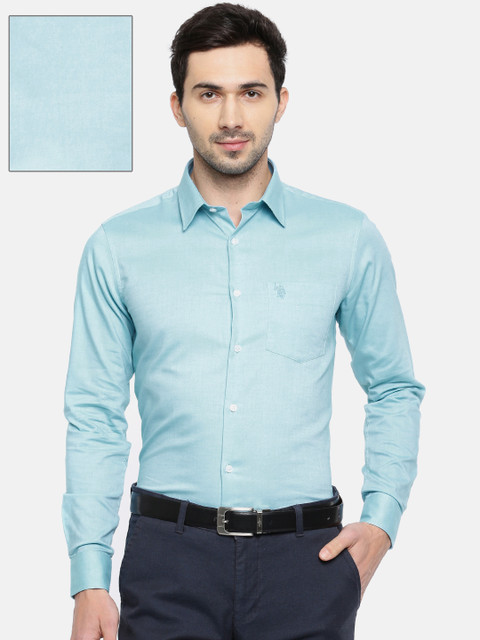 

U.S. Polo Assn. Men Blue Tailored Fit Solid Formal Shirt