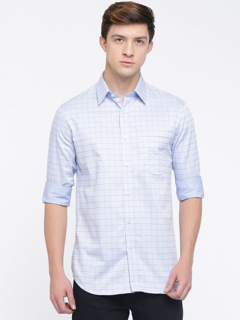 

U.S. Polo Assn. Men Blue Tailored Fit Checked Casual Shirt