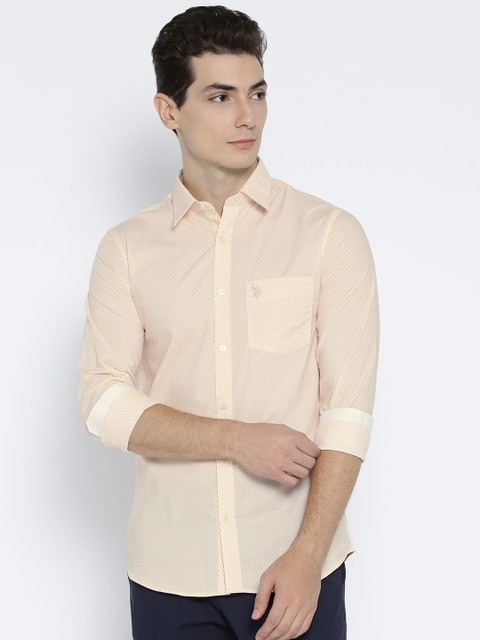 

U.S. Polo Assn. Men Yellow & Off-White Tailored Fit Printed Casual Shirt