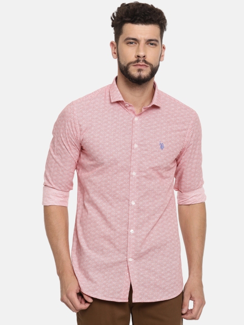 

U.S. Polo Assn. Men Red Slim Fit Printed Casual Shirt