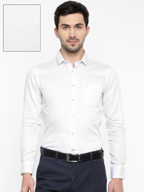 

U.S. Polo Assn. Men White Slim Fit Printed Formal Shirt