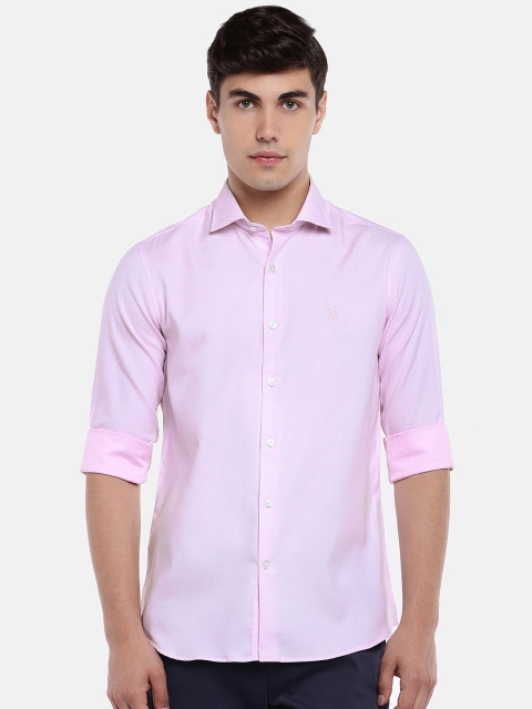 

U.S. Polo Assn. Men Pink Regular Fit Self Design Formal Shirt