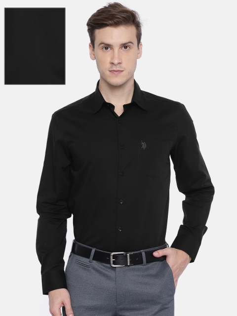 

U.S. Polo Assn. Men Black Regular Fit Solid Formal Shirt