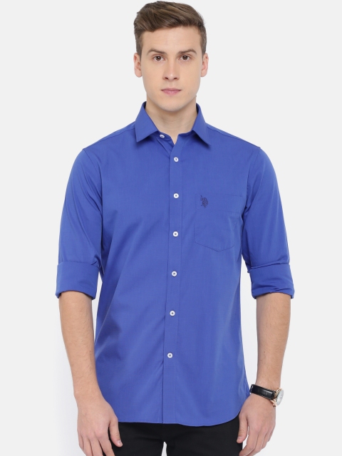 

U.S. Polo Assn. Men Blue Tailored Fit Solid Casual Shirt