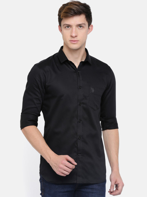

U.S. Polo Assn. Men Black Slim Fit Solid Casual Shirt