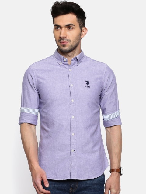

U.S. Polo Assn. Men Lavender Tailored Fit Solid Casual Shirt